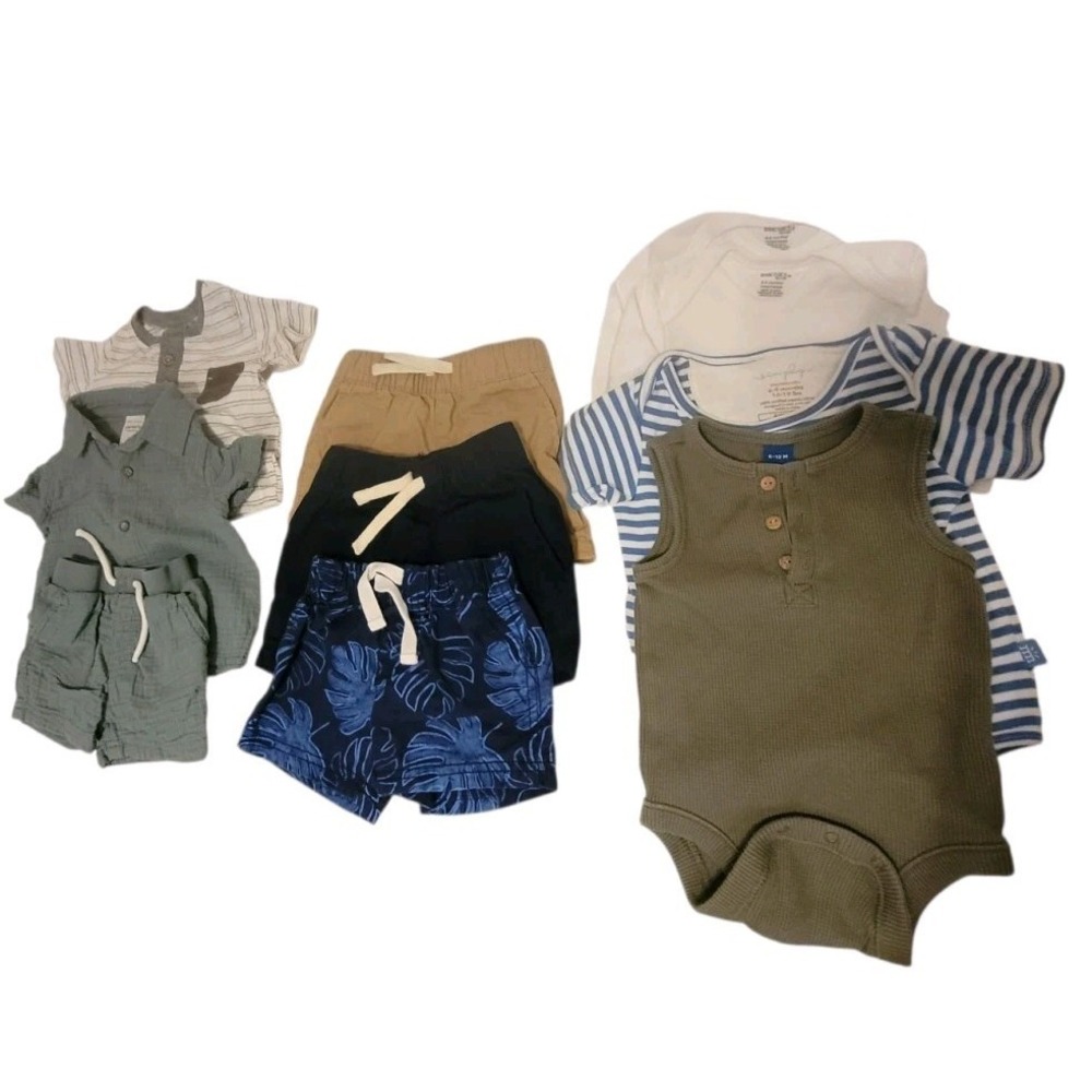 Baby Boy Summer Clothing Lot (10 items) Size 6-9-12 mths Old Navy' Carters' TCP